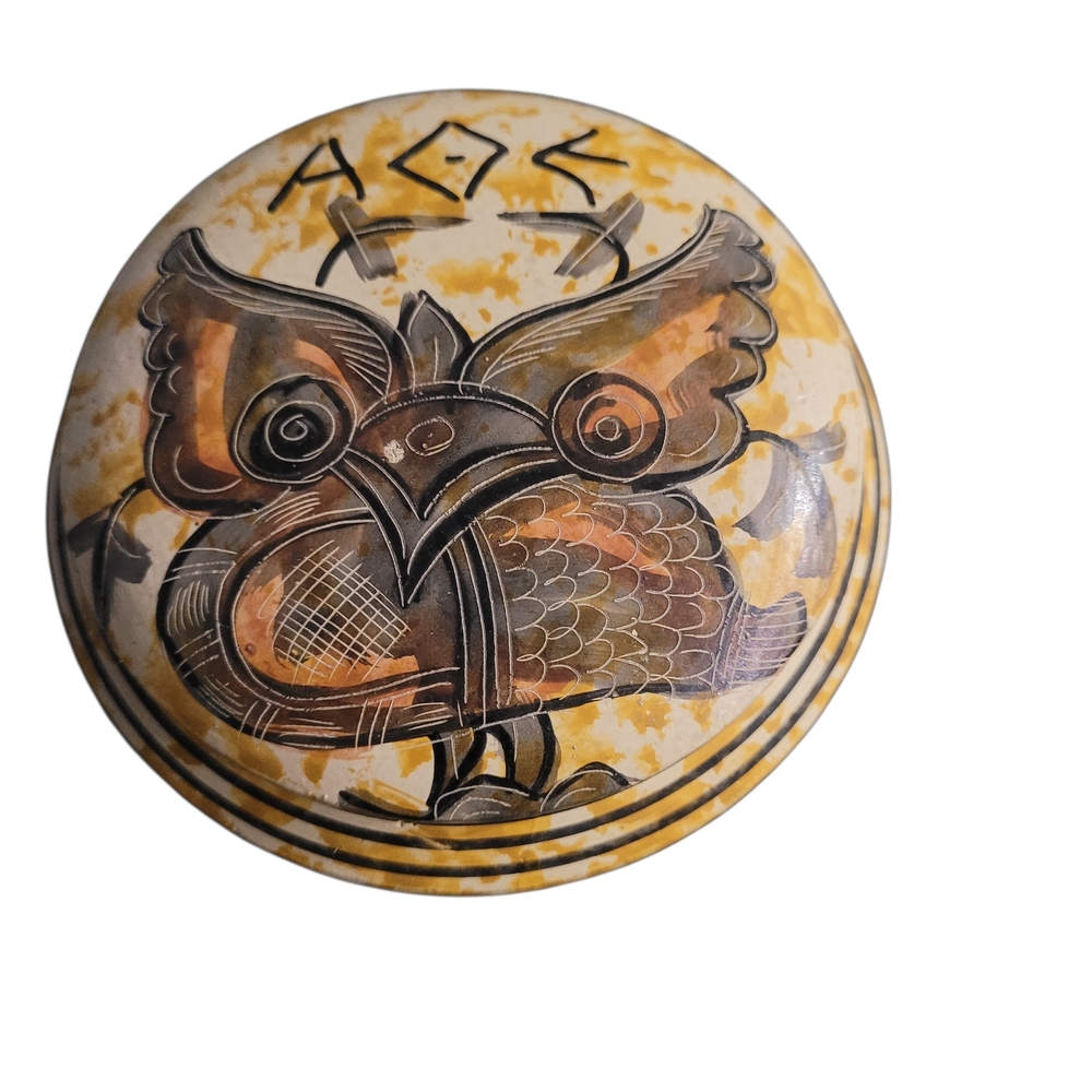 Handcrafted Owl Design Decorative Bowl